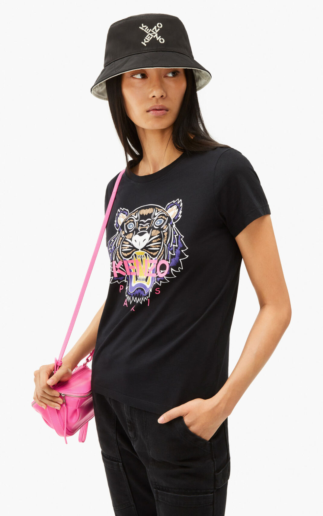 T Shirt Kenzo Femme Tiger Noir SBTMC-3625